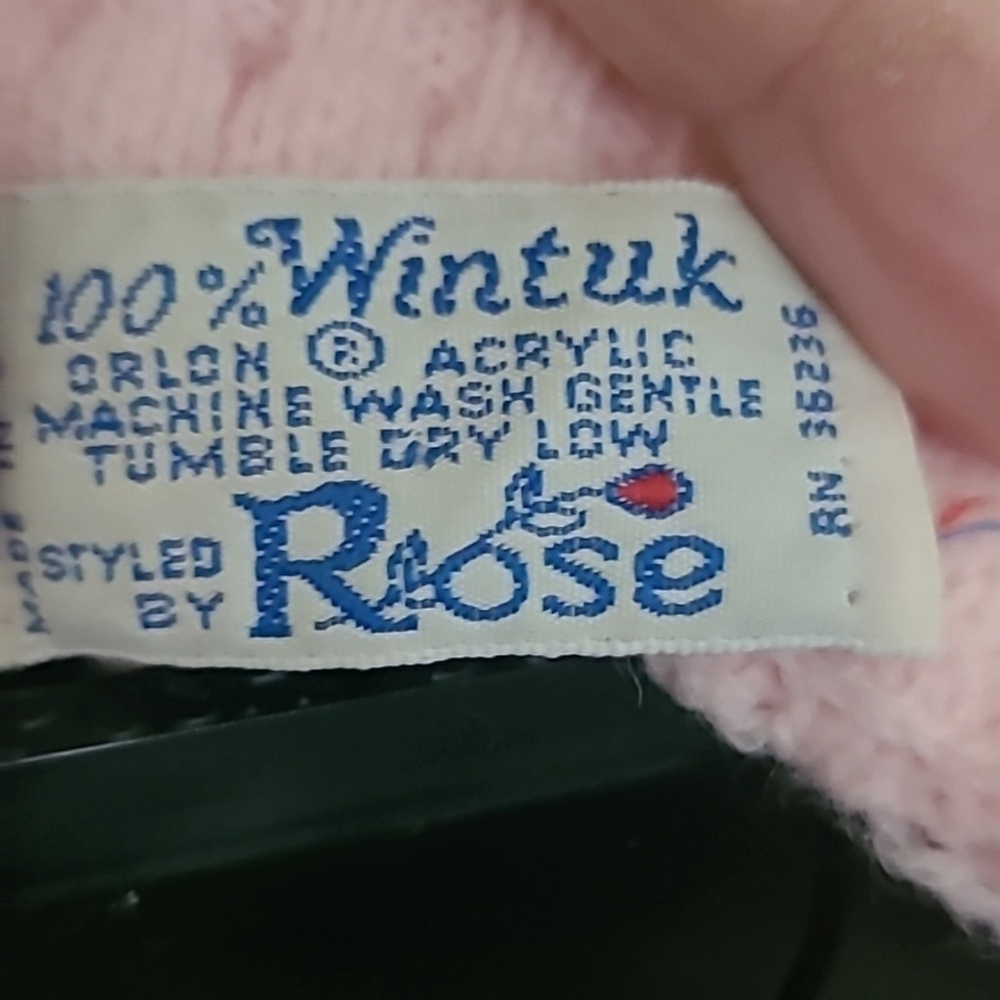 Wintuk "styled by Rose*. Vintage pink.Crochet knit cardigan made in USA. (#1244) - Picture 5 of 13